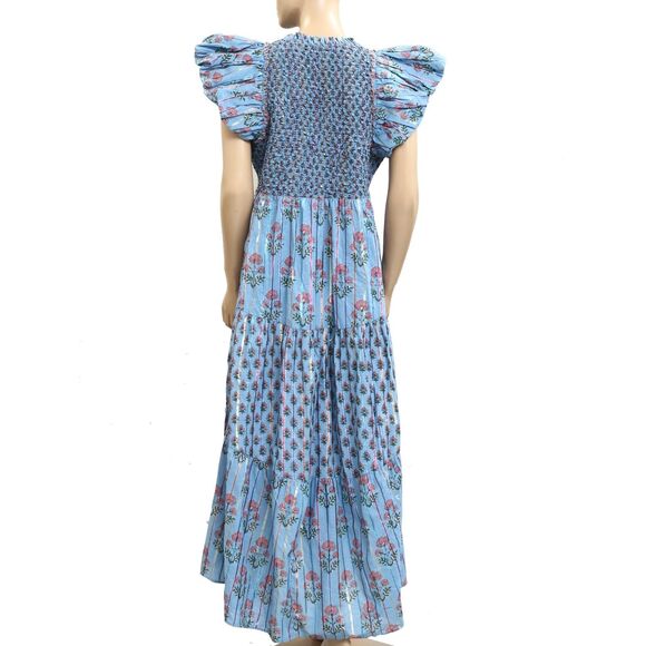 Saylor Almina Midi Dress Floral Block Printed Smocked Ruffle Cotton XL 282095 - Picture 5 of 7